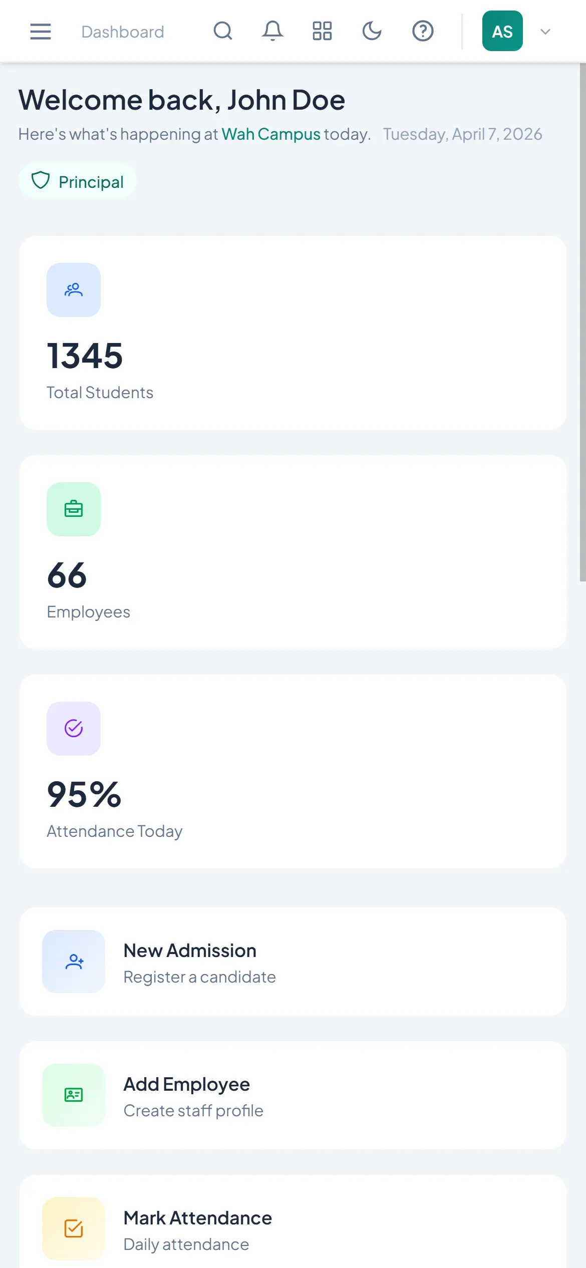 Scholync mobile view — campus management on the go